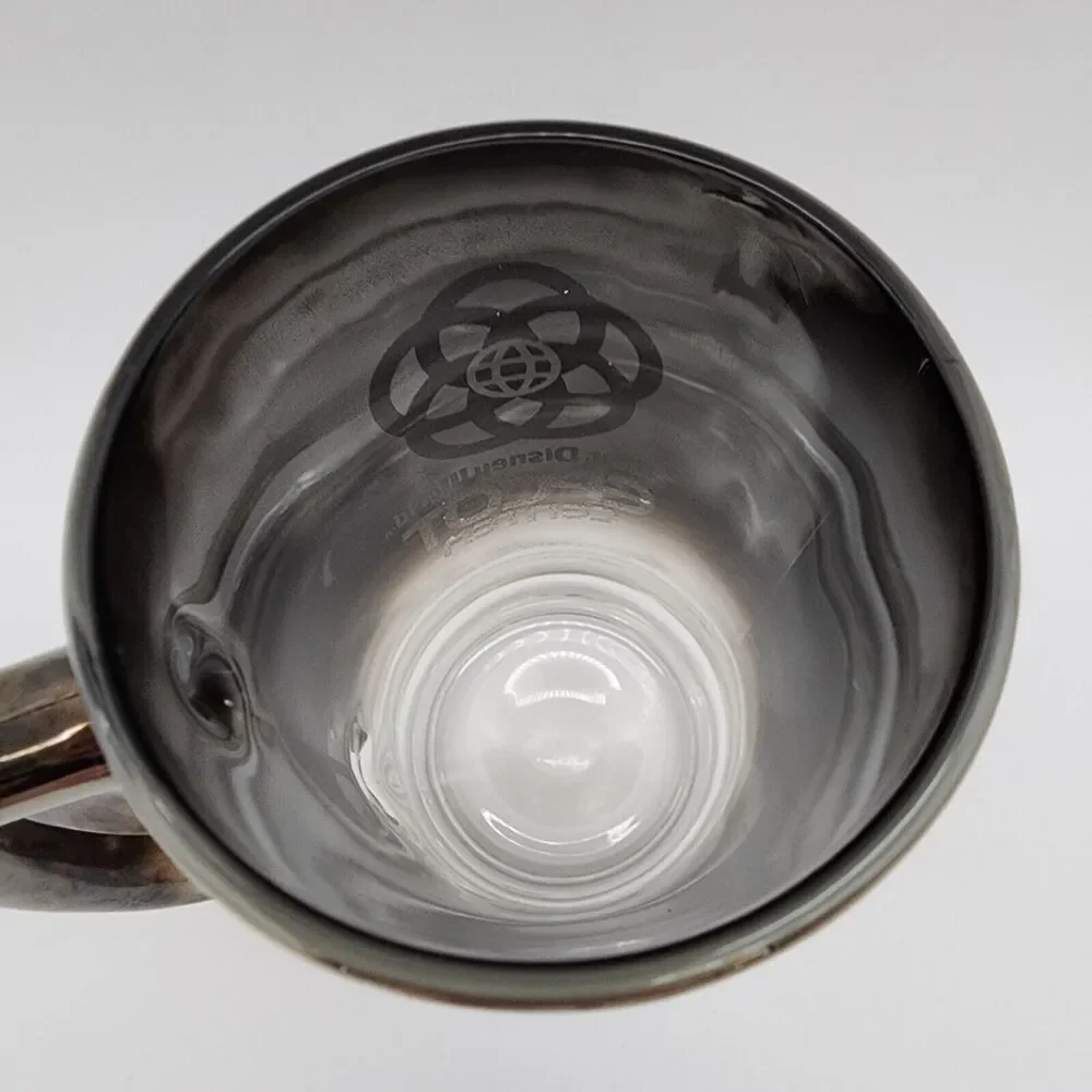 Vintage Disney World Glass Mug Stein Epcot Center Handle Silver Mirrored Etched